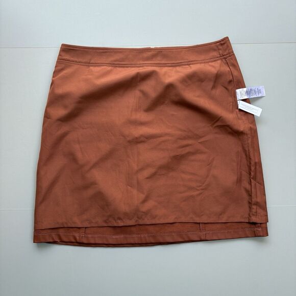 Loft Skirt Soft Vegan Faux Leather Lined A-Line Size 10 Cognac Office Career - Picture 10 of 10